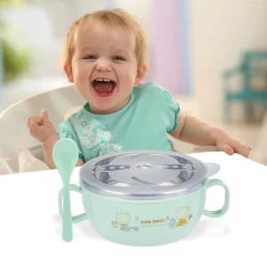Stainless Steel Baby Feeding Bowl with Spoon